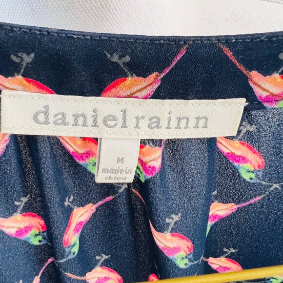 Daniel Rainn Romper Hummingbird Allover Roll-Up Sleeve Preppy Boho - Picture 3 of 8